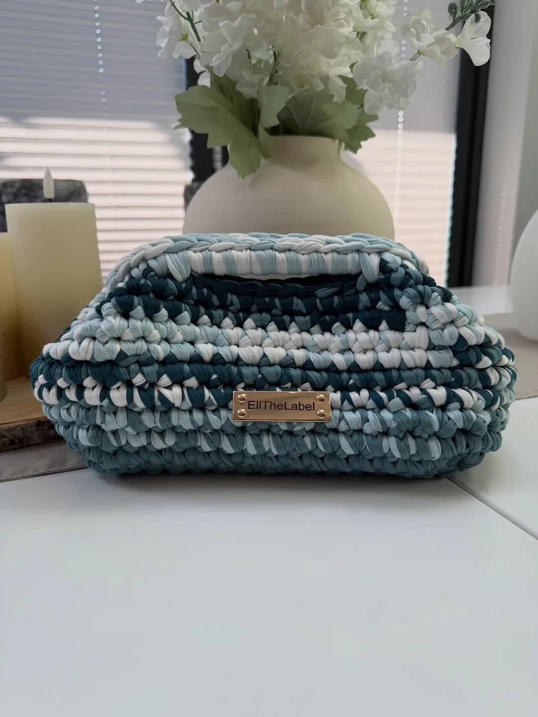 Blue and White Clutch by EllTheLabel