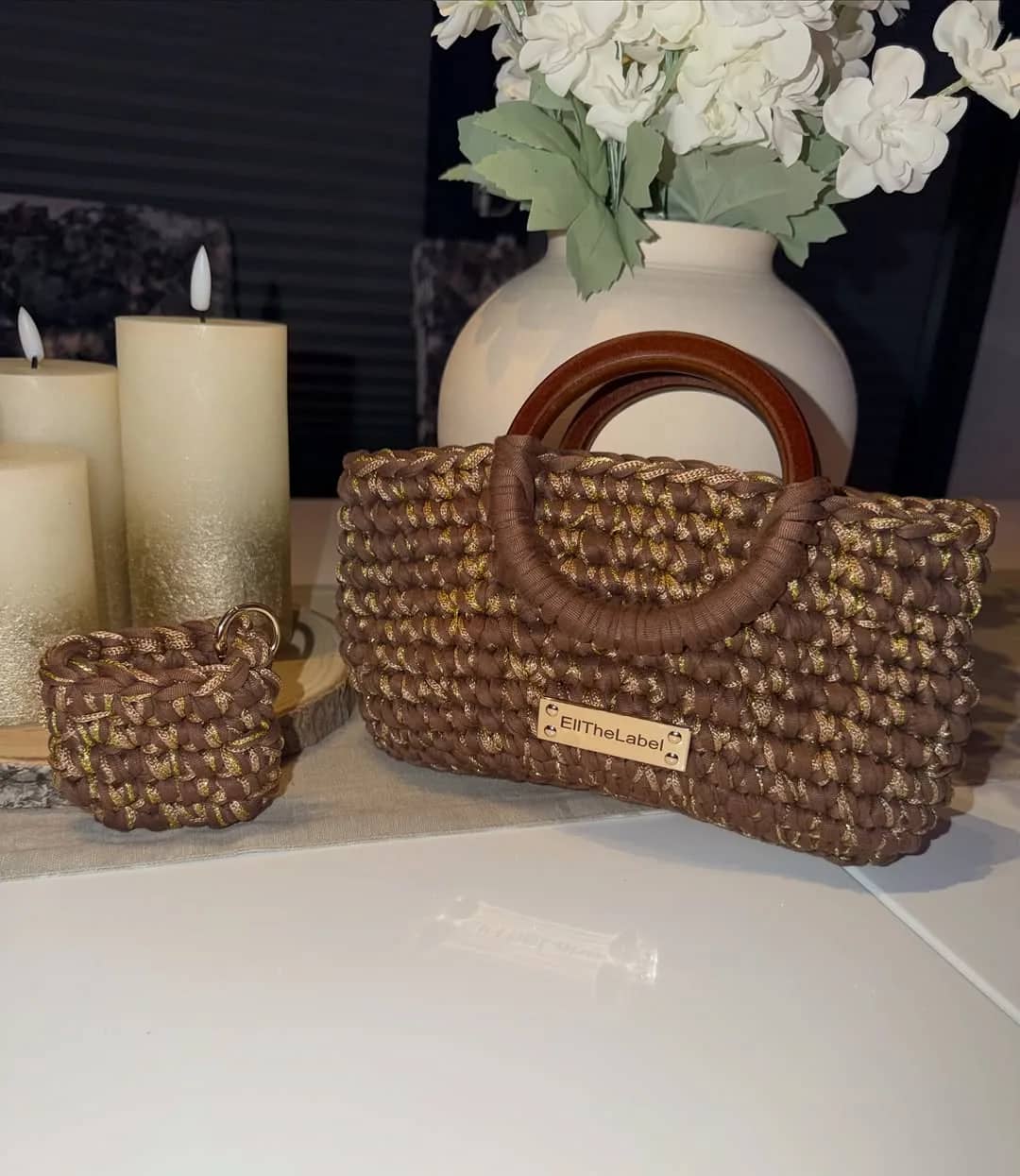 Wooden Top Handle Bag by EllTheLabel